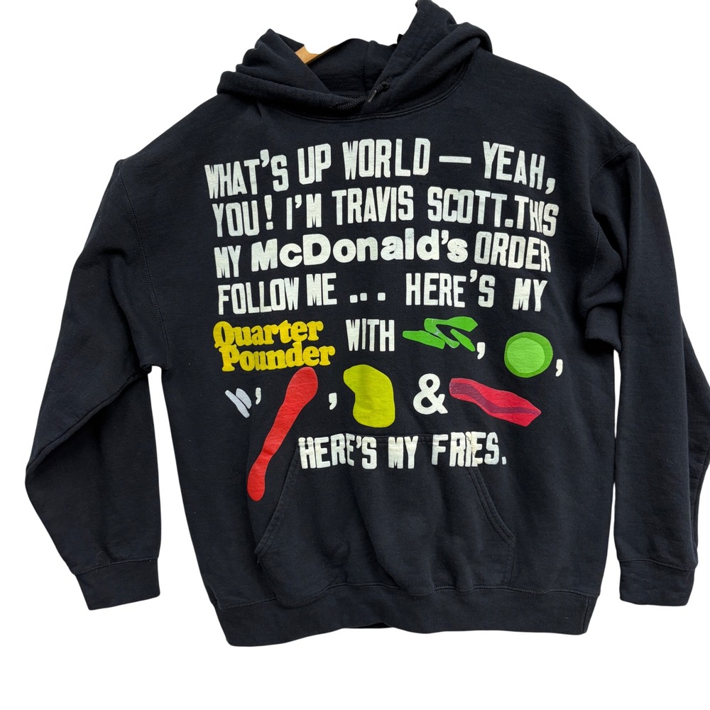 Cactus Jack Travis Scott McDonald's Order Hoodie Black Puff CJ Streetwear M